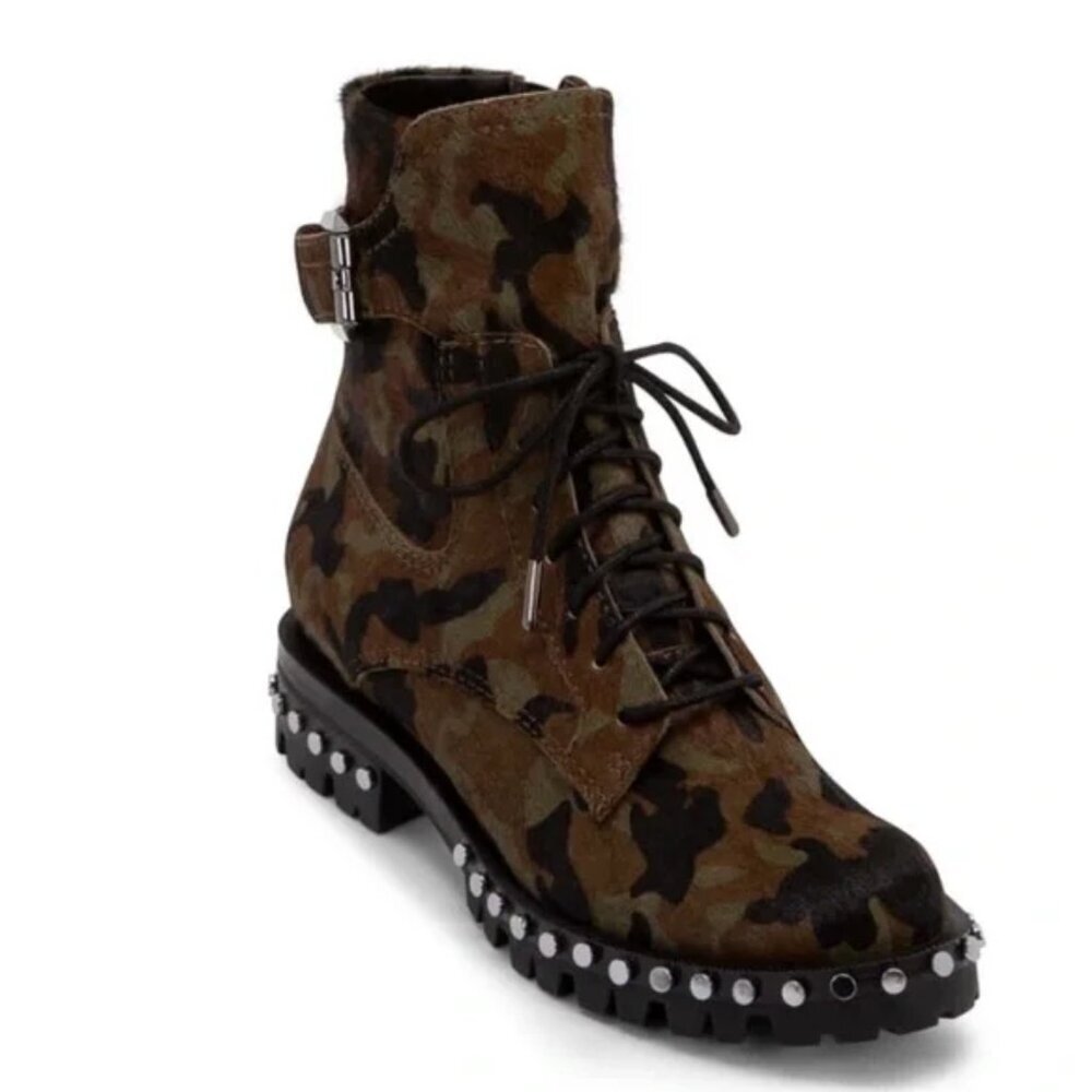 Dolce Vita Prest Lace Up Boot Camo Grunge Combat Moto Studded Streetwear Y2K 7 - Picture 2 of 8